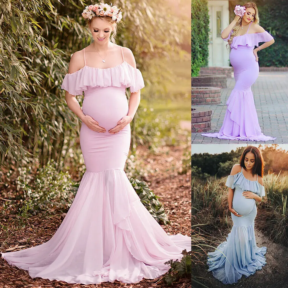 Maternity Off Shoulder Ruffles Elegant Fitted Gown Spaghetti Strap Mermaid Maxi Photography Dress for Photoshoot Baby Shower
Maternity Off Shoulder Ruffles Elegant Fitted Gown Spaghetti Strap Mermaid Maxi Photography Dress for Photoshoot Baby Shower
