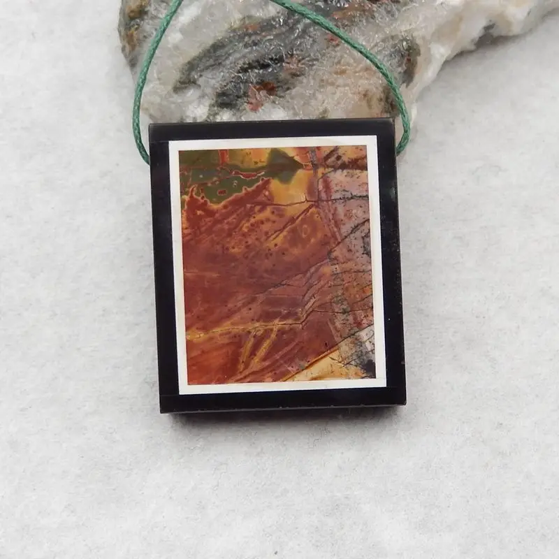 

Полудрагоценный натуральный камень, разноцветная яшма Пикассо, обсидиановый кулон 36x31x6 мм 18 г, модные ювелирные украшения, аксессуары для ожерелья
