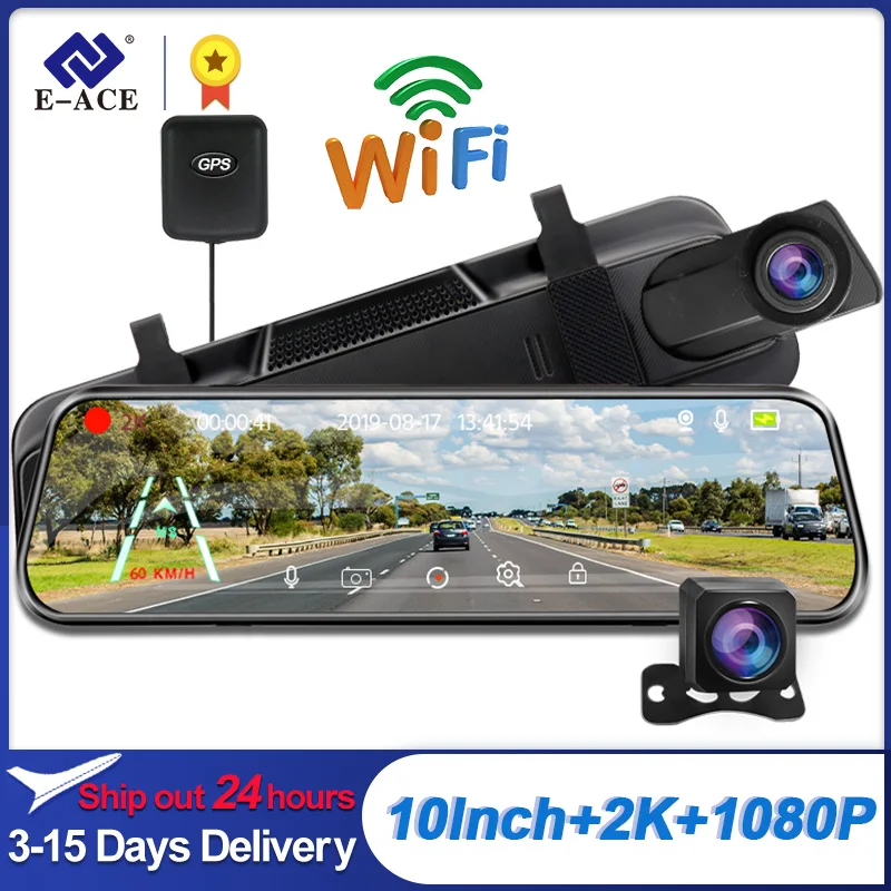 E-ACE 2.5k Car Dvr Mirro 10 ‘’ 1440P Double Video Recorder Camera Night Vision Dash Cam Dual Lens Supports WiFi GPS For Vehicle
E-ACE 2.5k Car Dvr Mirro 10 ‘’ 1440P Double Video Recorder Camera Night Vision Dash Cam Dual Lens Supports WiFi GPS For Vehicle