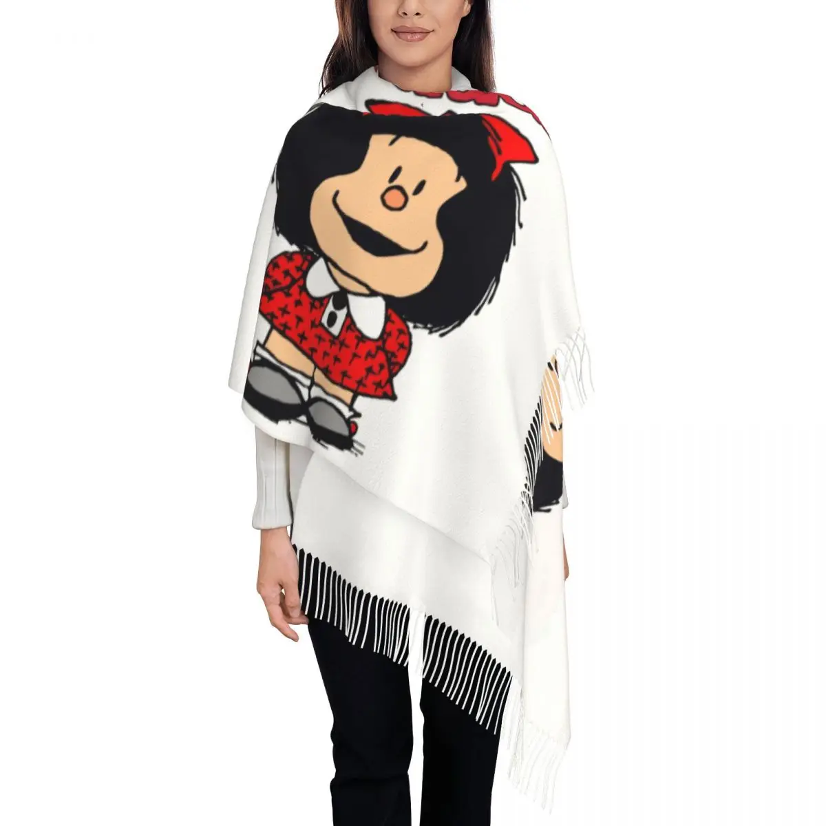 Stylish Cute Mafalda Tassel Scarf Women Winter Fall Warm Shawl Wrap Female Argentine Cartoon Quino Comics Scarves
Stylish Cute Mafalda Tassel Scarf Women Winter Fall Warm Shawl Wrap Female Argentine Cartoon Quino Comics Scarves