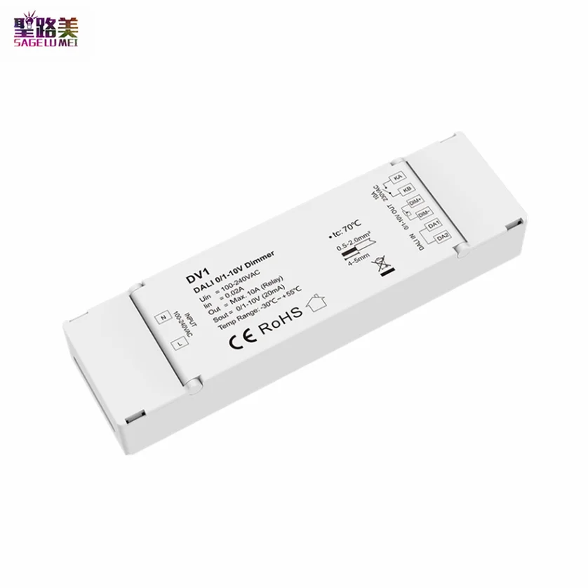 110V-220VAC Input 1CH*10A DALI 0/1-10V Dimmer 1 DALI Address DV1 DT5 Dry Contact Output For SMD Single Color LED Strip Lights
110V-220VAC Input 1CH*10A DALI 0/1-10V Dimmer 1 DALI Address DV1 DT5 Dry Contact Output For SMD Single Color LED Strip Lights