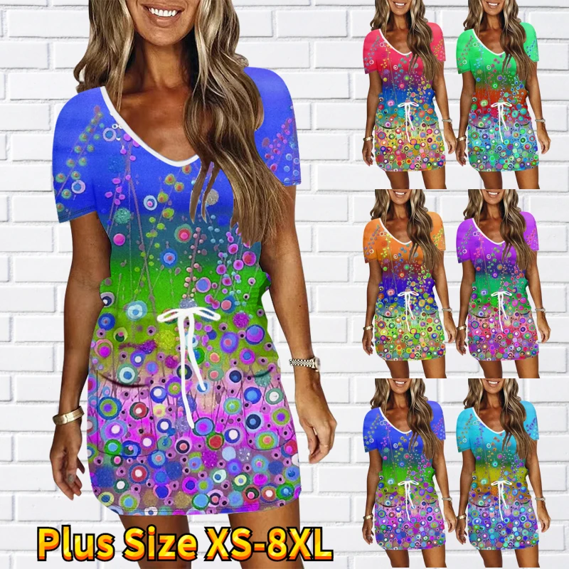 Summer Women's Fashion Dress V-neck Everyday New Design Printed Short Sleeve Skirt Slim Skirt Sexy Loose Short Skirt XS-8XL
Summer Women's Fashion Dress V-neck Everyday New Design Printed Short Sleeve Skirt Slim Skirt Sexy Loose Short Skirt XS-8XL