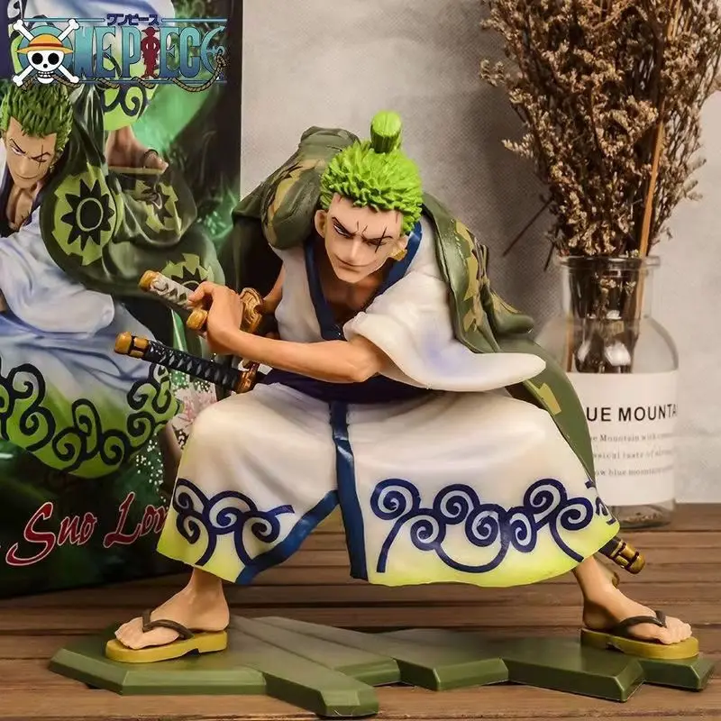 

ONE PIECE Land of Harmony Kimono Three-blade Flow Drawing A Blade Roronoa Zoro Statue PVC Action Figure Collectible Model Toy