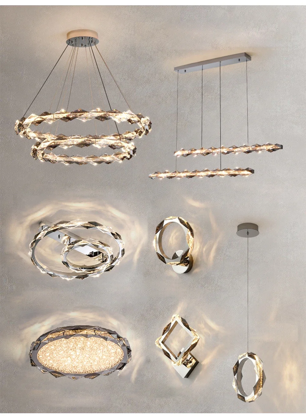 2024 New Rings Lustre Modern Dimmable Crystal LED Ceiling Chandelier Light For Whole House Package Indoor Decor Lighting Fixture
2024 New Rings Lustre Modern Dimmable Crystal LED Ceiling Chandelier Light For Whole House Package Indoor Decor Lighting Fixture
