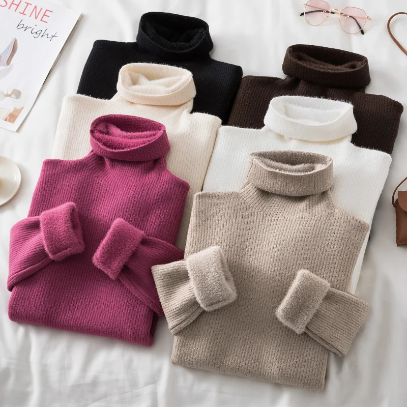 New Winter Warm Velvet Turtleneck Sweaters Women Korean Casual Snow Wear Slim Sweater Thicken Solid Elastic Knitted Pullover Top
New Winter Warm Velvet Turtleneck Sweaters Women Korean Casual Snow Wear Slim Sweater Thicken Solid Elastic Knitted Pullover Top