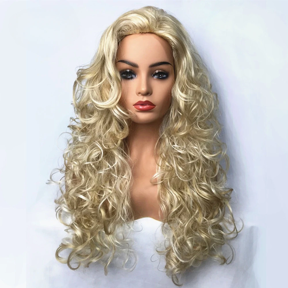 

Women's Synthetic Wig Blonde Long Curly Hair Capless Natural Wigs Cosplay