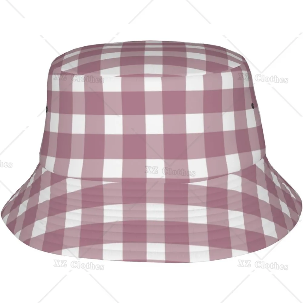 

Pink Plaid Bucket Hat for Women Men Teens Beach Outdoor Fashion Packable Sun Cap Summer Headwear Fishing Caps for Fisherman