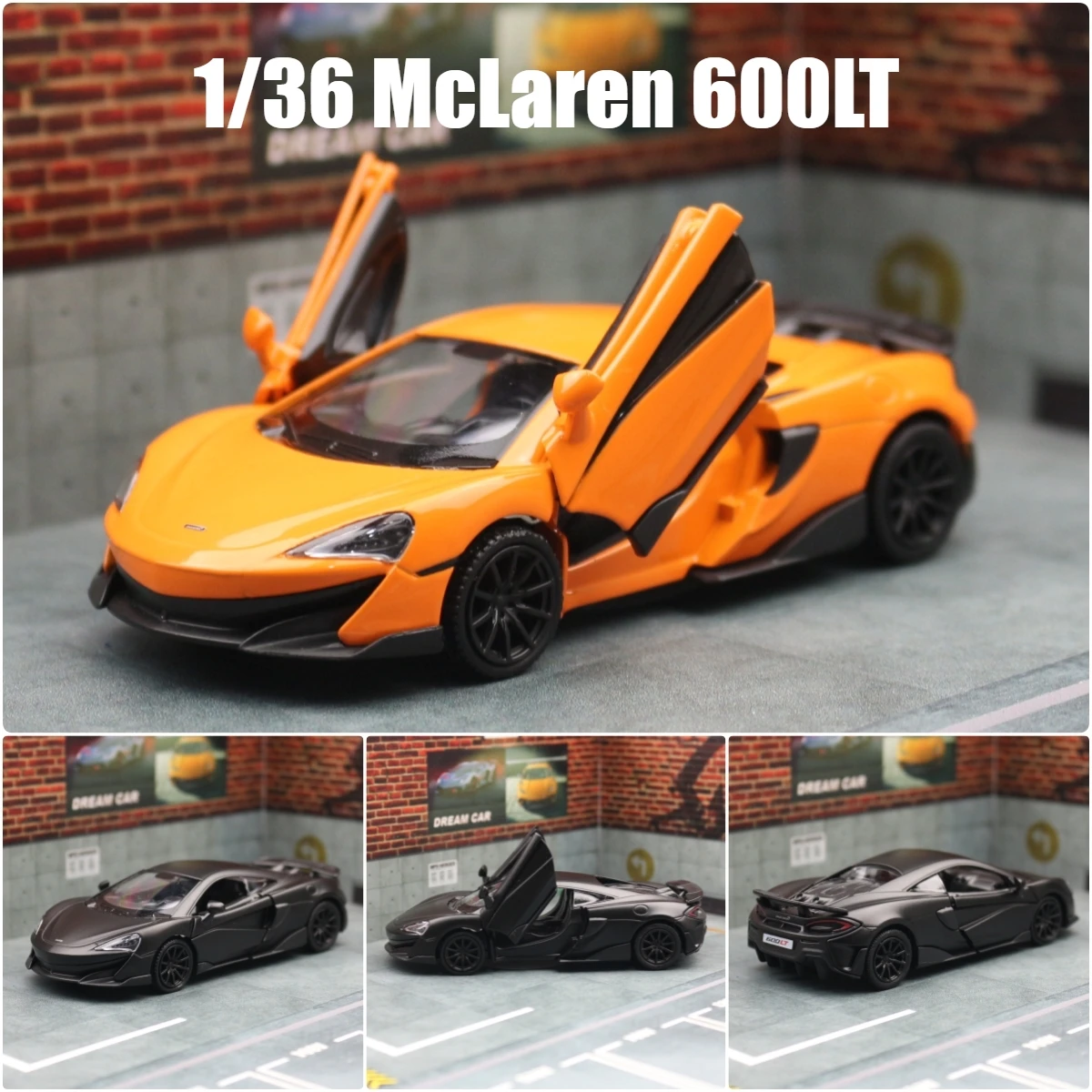 

1/36 McLaren 600LT Toy Car For Children RMZ City Diecast Miniature Vehicle Model Super Pull Back Car Collection Gift for Boys