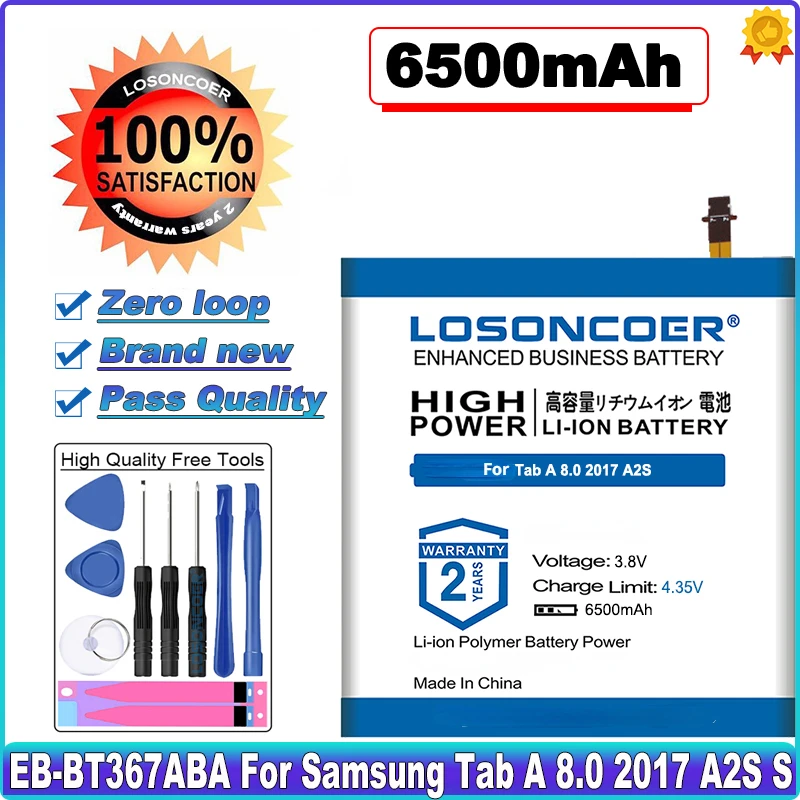 

6500mAh Battery for Samsung Galaxy Tab A 8.0 2017 A2S SM-T360 SM-T365 SM-T375S T377 T380 T385 EB-BT367ABA EB-BT367ABE