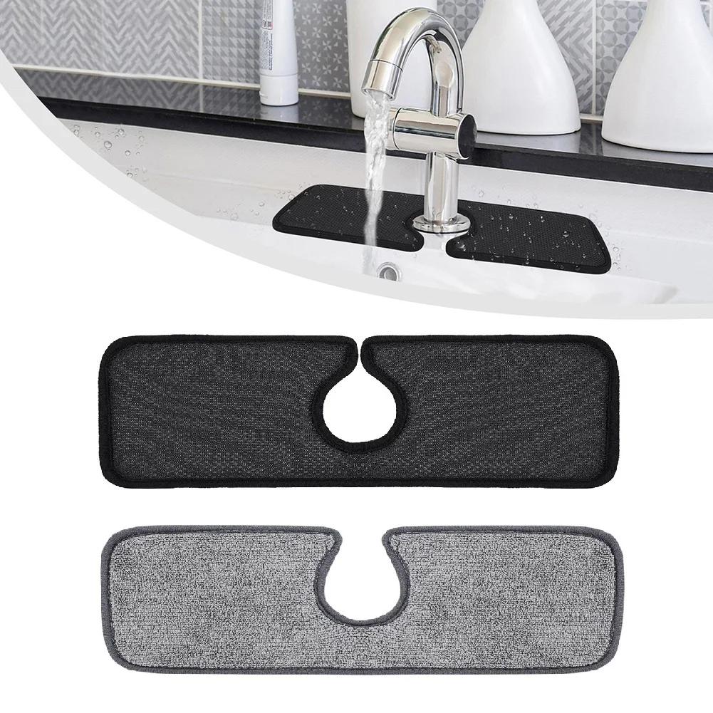 

3PCS Faucet Absorbent Mat Sink Splash Guard Microfiber Faucet Splash Catcher Countertop Protector for Kitchen Bathroom 46X15CM