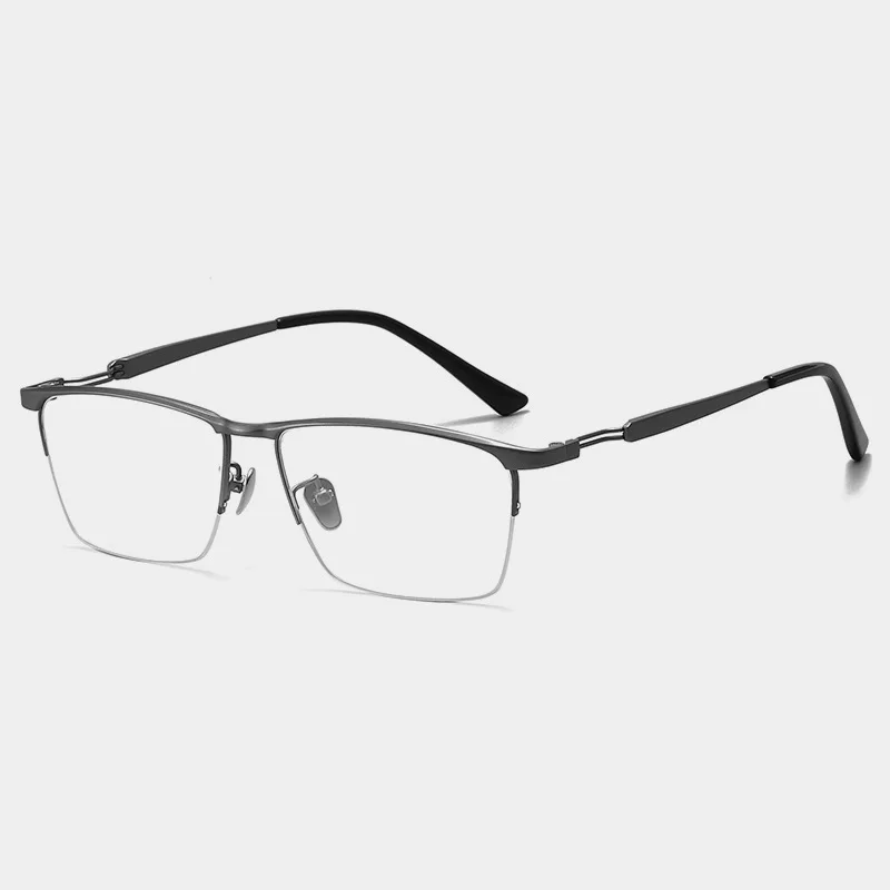 

Pure Titanium Business Semi Rimless Glasses Frame for Men Rectangle Optical Myopia Eyeglasses Male Half Frameless Eyewear Oculus