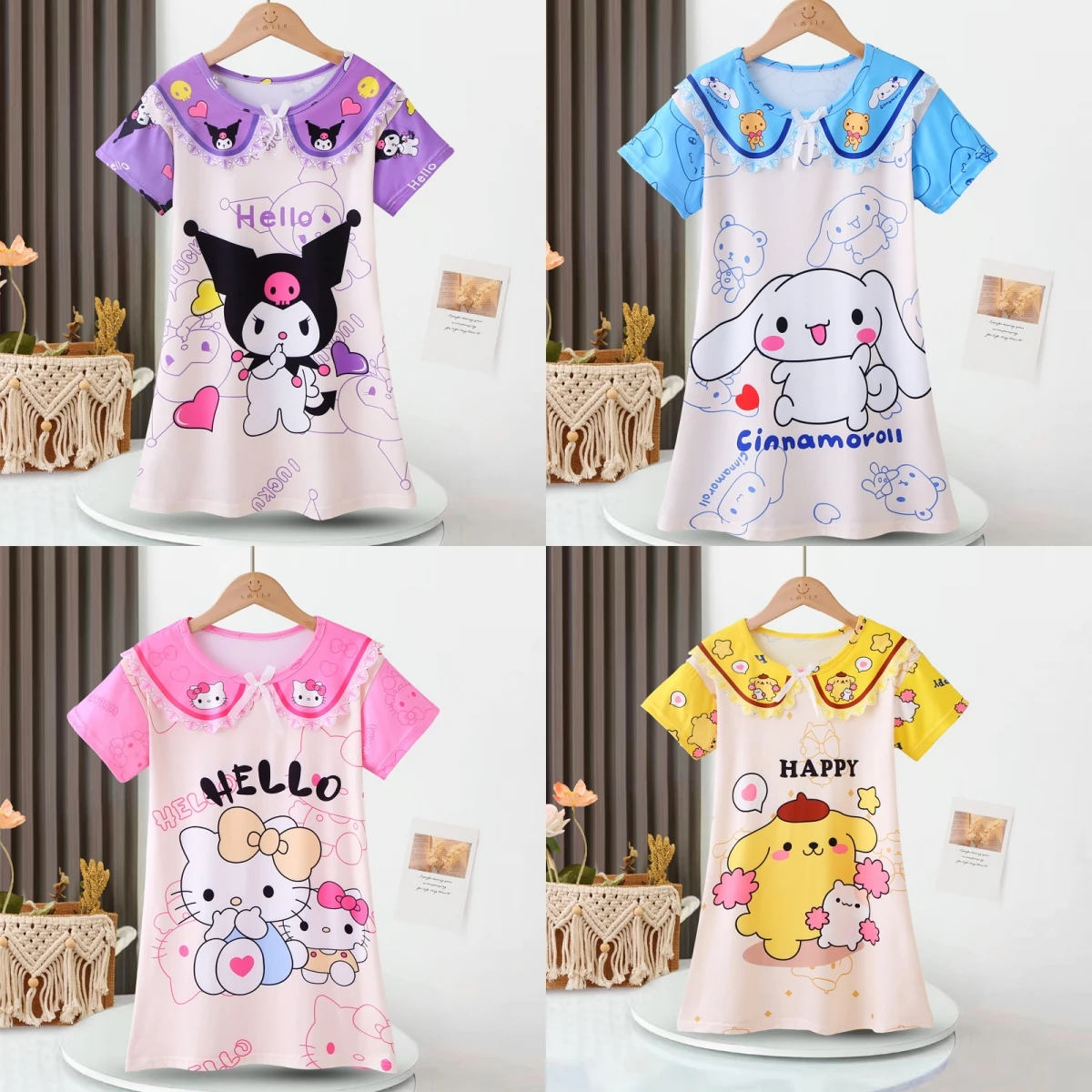 

Kawaii милые ночные рубашки мультфильм Cinnamorolls My Melodys Kuromis ночная рубашка одежда для сна домашняя мягкая удобная женская пижама подарок