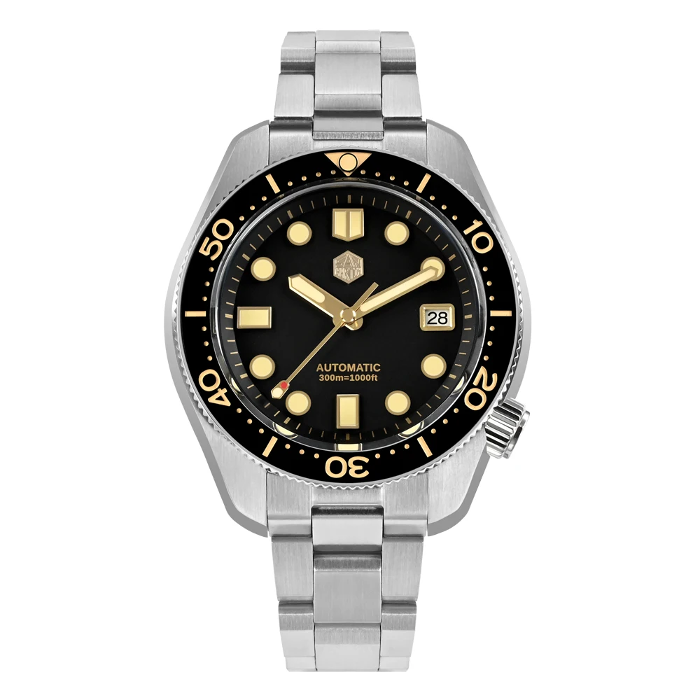 

San Martin Men Automatic Watch 44mm Luxury Mechanical Wristwatch Sapphire Diving 300M Waterproof C3 Luminous NH35 Ceramic Bezel