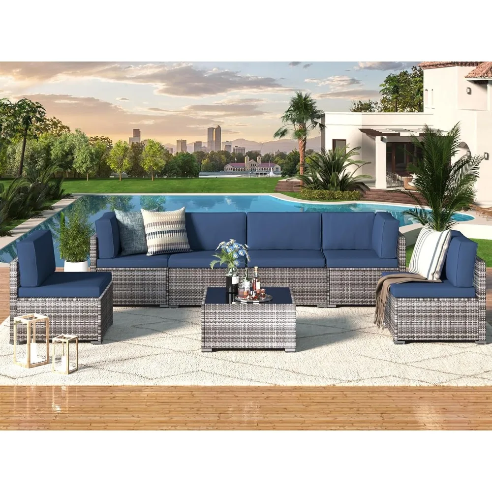 7 Piece Outdoor Patio Furniture Set Tools PE Rattan Outdoor Grey Wicker Furniture Grey Rattan and Navy Cushion Freight Free Sets
7 Piece Outdoor Patio Furniture Set Tools PE Rattan Outdoor Grey Wicker Furniture Grey Rattan and Navy Cushion Freight Free Sets