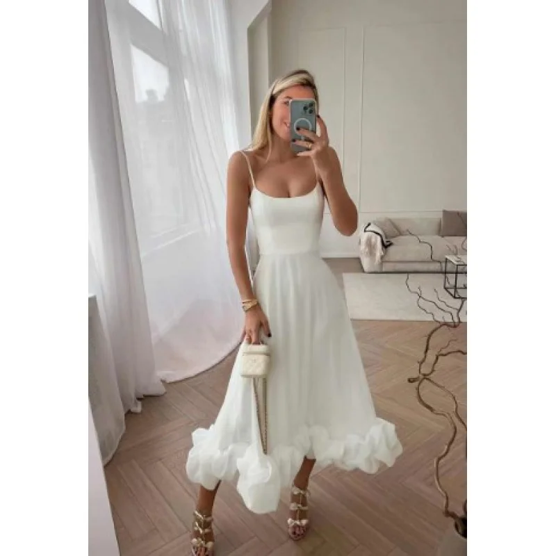 

Casual Pleated Camisole Dress Women Elegant Sleeveless Backless Long Dresses Fashion Female Banquet Party Robe Vestido