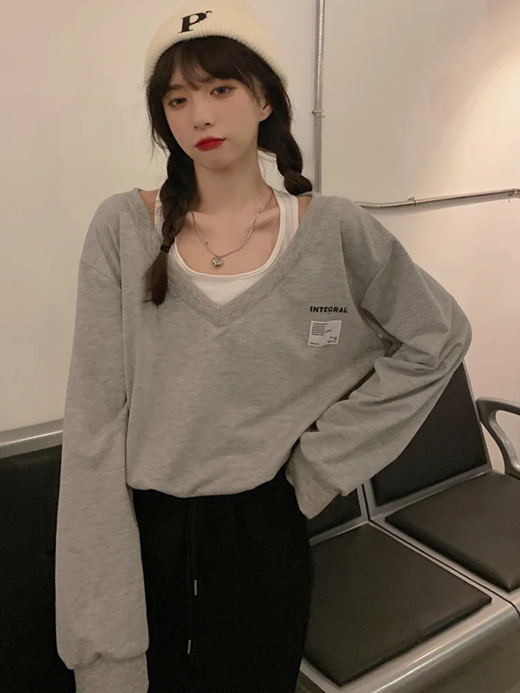 Women's fake two piece sweatshirts Autumn letter printed Long-sleeved oversized Hoodies women Harajuku Student casual streetwear
Women's fake two piece sweatshirts Autumn letter printed Long-sleeved oversized Hoodies women Harajuku Student casual streetwear