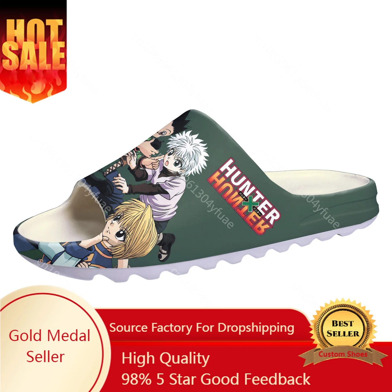 

Сандалии унисекс с мягкой подошвой Hunter X Hunter, босоножки в стиле японского аниме, сабо для подростков, обувь для воды, сандалии на заказ