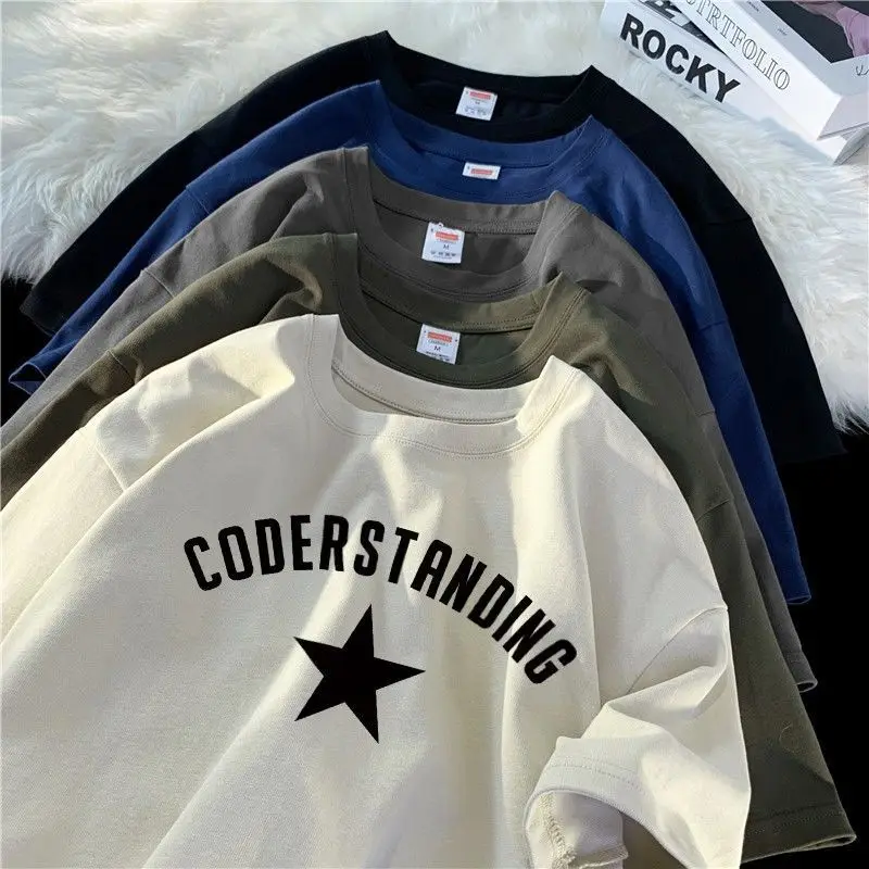 Short Sleeved Men and Women Summer Simple Letters Printed Hong Kong Style Trend T Shirt Ins New Couple Street Five Minute Sleeve
Short Sleeved Men and Women Summer Simple Letters Printed Hong Kong Style Trend T Shirt Ins New Couple Street Five Minute Sleeve