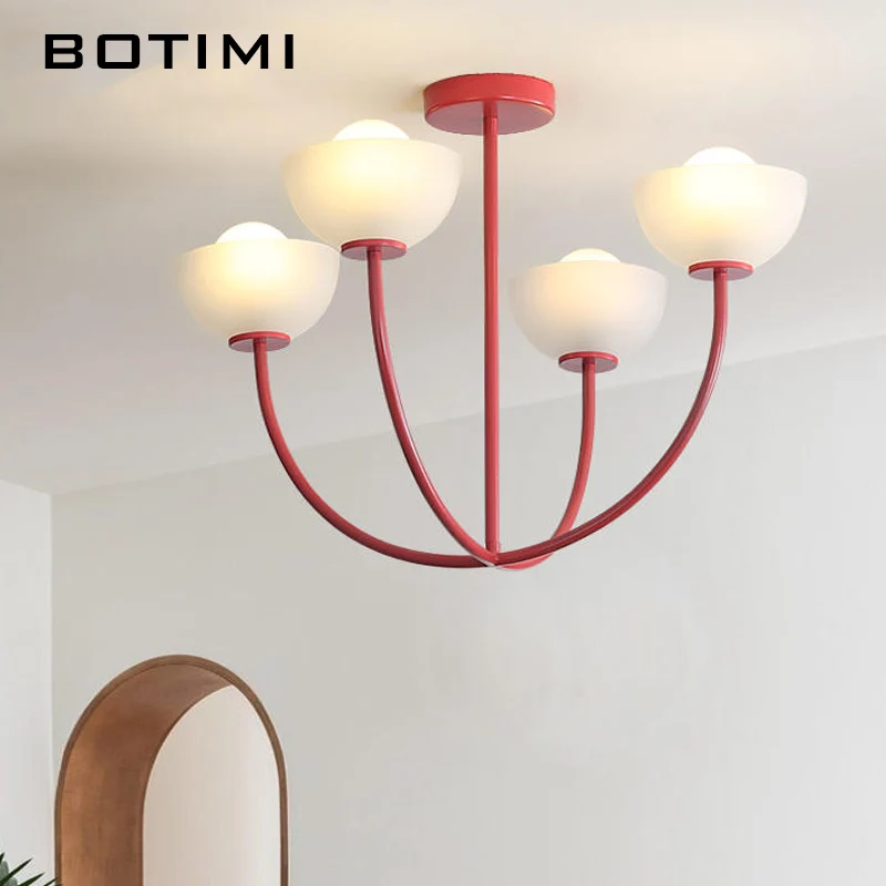 BOTIMI Modern Red Lustres White Chandelier Lighting With Glass Lampshades For Living Room Bedroom Hanging Dining Lights
BOTIMI Modern Red Lustres White Chandelier Lighting With Glass Lampshades For Living Room Bedroom Hanging Dining Lights