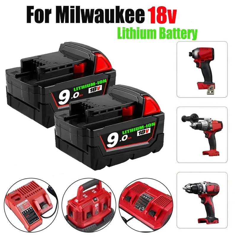 Original 18V 9.0Ah Replacement Lithium Ion Battery For Milwaukee M18 Power Tool Batteries 48-11-1815 48-11-1850 48-11-1860 Z50
Original 18V 9.0Ah Replacement Lithium Ion Battery For Milwaukee M18 Power Tool Batteries 48-11-1815 48-11-1850 48-11-1860 Z50