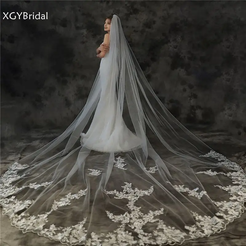 

New Arrival Ivory Bride Wedding accessories Lace Appliques Velos de novia Mariage boda Veil wedding Sexy Bridal Veils welon