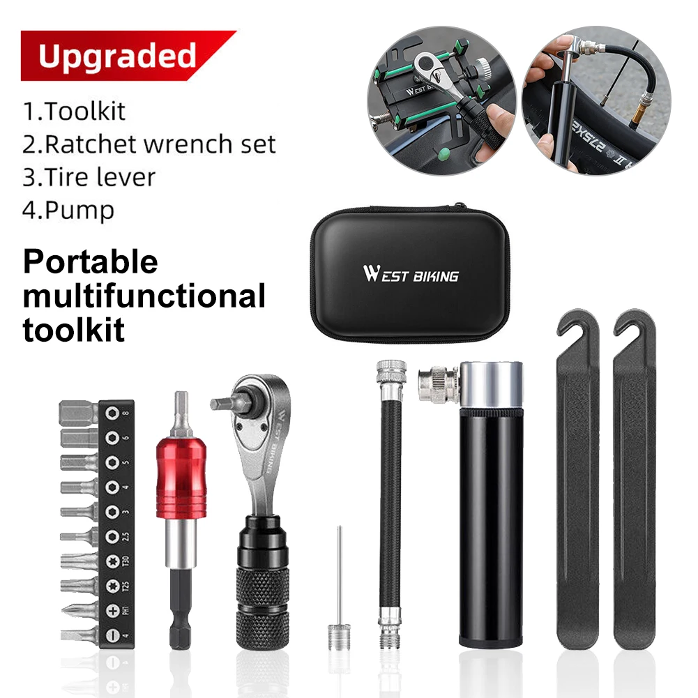 Magnetic Ratchet Wrench and Screwdriver Bit Set Reversible Bicycle Multif-Repair Tool with Extension Rod 2 Pry Bars
Magnetic Ratchet Wrench and Screwdriver Bit Set Reversible Bicycle Multif-Repair Tool with Extension Rod 2 Pry Bars