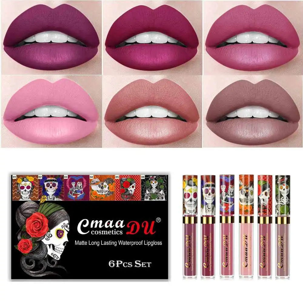 

6Pcs/Box Nude Velvet Lipsticks Waterproof Long Lasting Moisturize Lip Stick Not Fade Sexy Matte Lipstick Lip Gloss Women Makeup