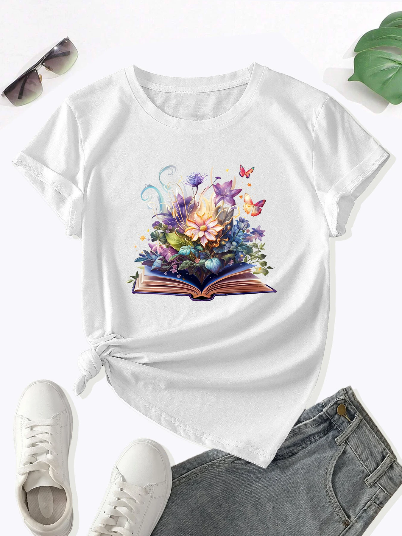 Женская футболка из 100% хлопка с коротким рукавом и рисунком в виде красивых бабочек и книг, с круглым вырезом, несколько цветов, размер XS
Женская футболка из 100% хлопка с коротким рукавом и рисунком в виде красивых бабочек и книг, с круглым вырезом, несколько цветов, размер XS