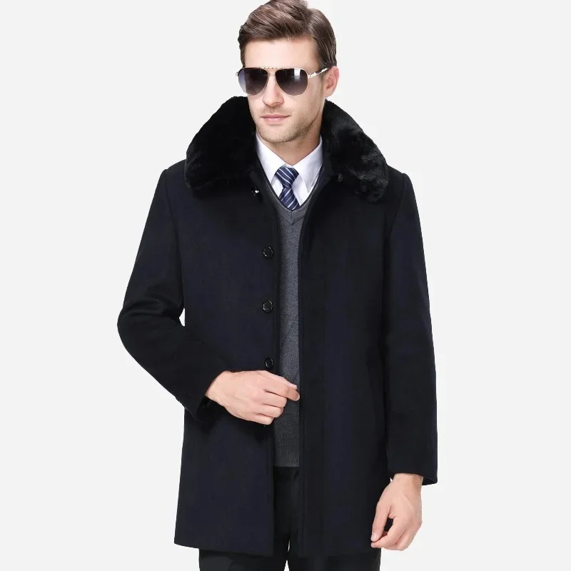 

Winter Jacket Man Thick Plush 65% Wool Coat Male Clothing Midi Long Cashmere Coats for Men Jackets Autumn New Jaqueta Masculina