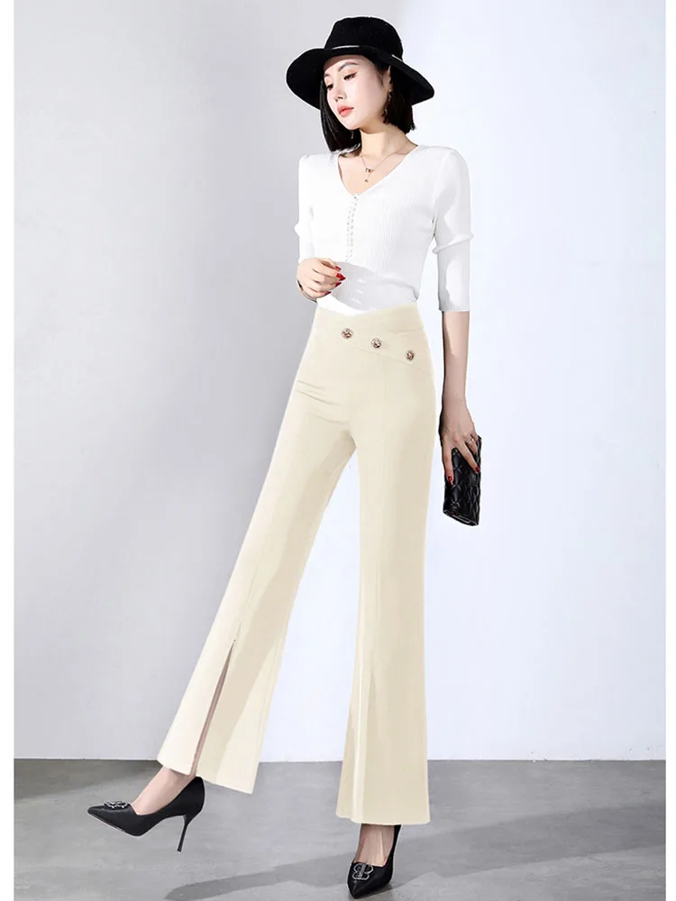 Women Spring Autumn Pants Commuting Korean Version High Waist Slim Fit Slit Bell-bottoms Casual Pants Suit Pants D4515
Women Spring Autumn Pants Commuting Korean Version High Waist Slim Fit Slit Bell-bottoms Casual Pants Suit Pants D4515