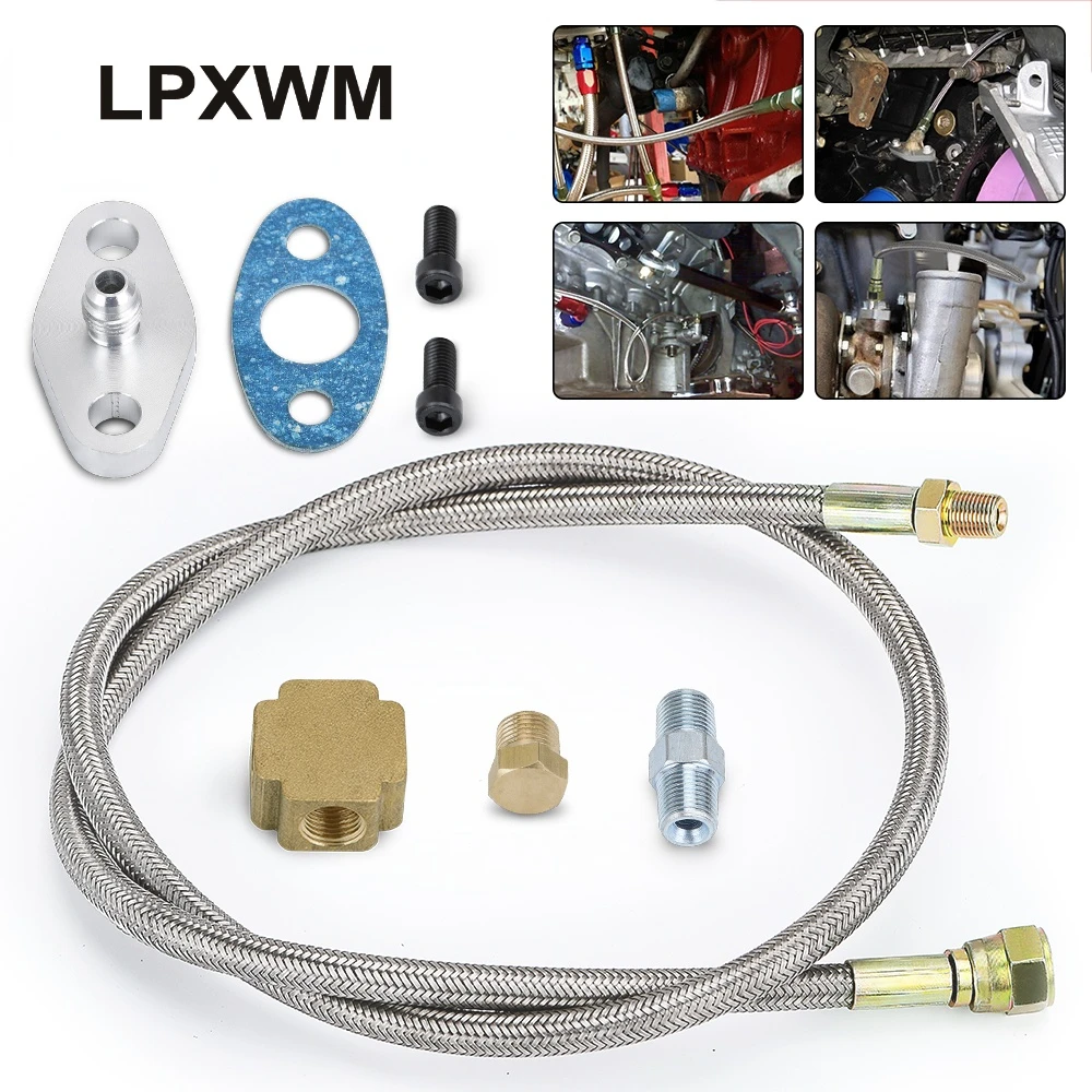 Braided Stainless Steel Turbo Oil Feed Line 1/8 NPT 4AN for T3/T4 T04E T70 T66 T67 GT35 T3/60-1 GT45 TOL11
Braided Stainless Steel Turbo Oil Feed Line 1/8 NPT 4AN for T3/T4 T04E T70 T66 T67 GT35 T3/60-1 GT45 TOL11