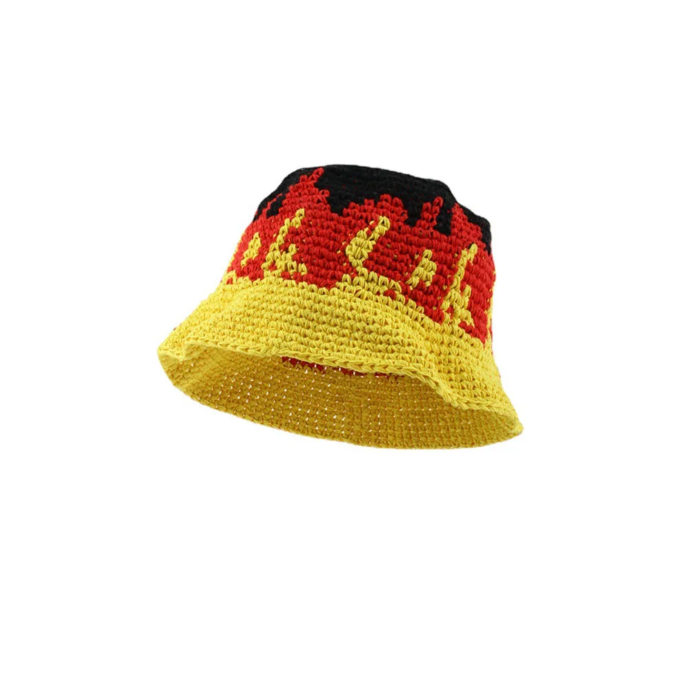 

2023 Handmade crochet Bucket hat hats for men Fishing hat Hiking hat Big size hat Knitted hat Flame Hat Street Hat Hip Hop Hat