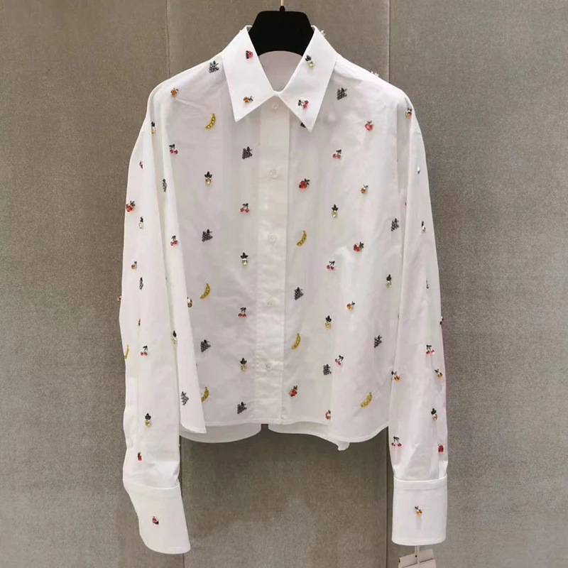 2023 Autumn New Fashion Trendy Polo Collar Rhinestone Blouses Women's Elegant Simple Loose Long-Sleeved Shirt Top
2023 Autumn New Fashion Trendy Polo Collar Rhinestone Blouses Women's Elegant Simple Loose Long-Sleeved Shirt Top