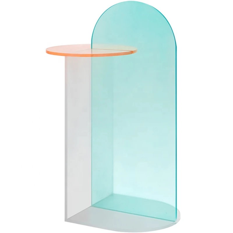 Luxury classic round iridescent acrylic side table custom modern transparent acrylic coffee table
Luxury classic round iridescent acrylic side table custom modern transparent acrylic coffee table