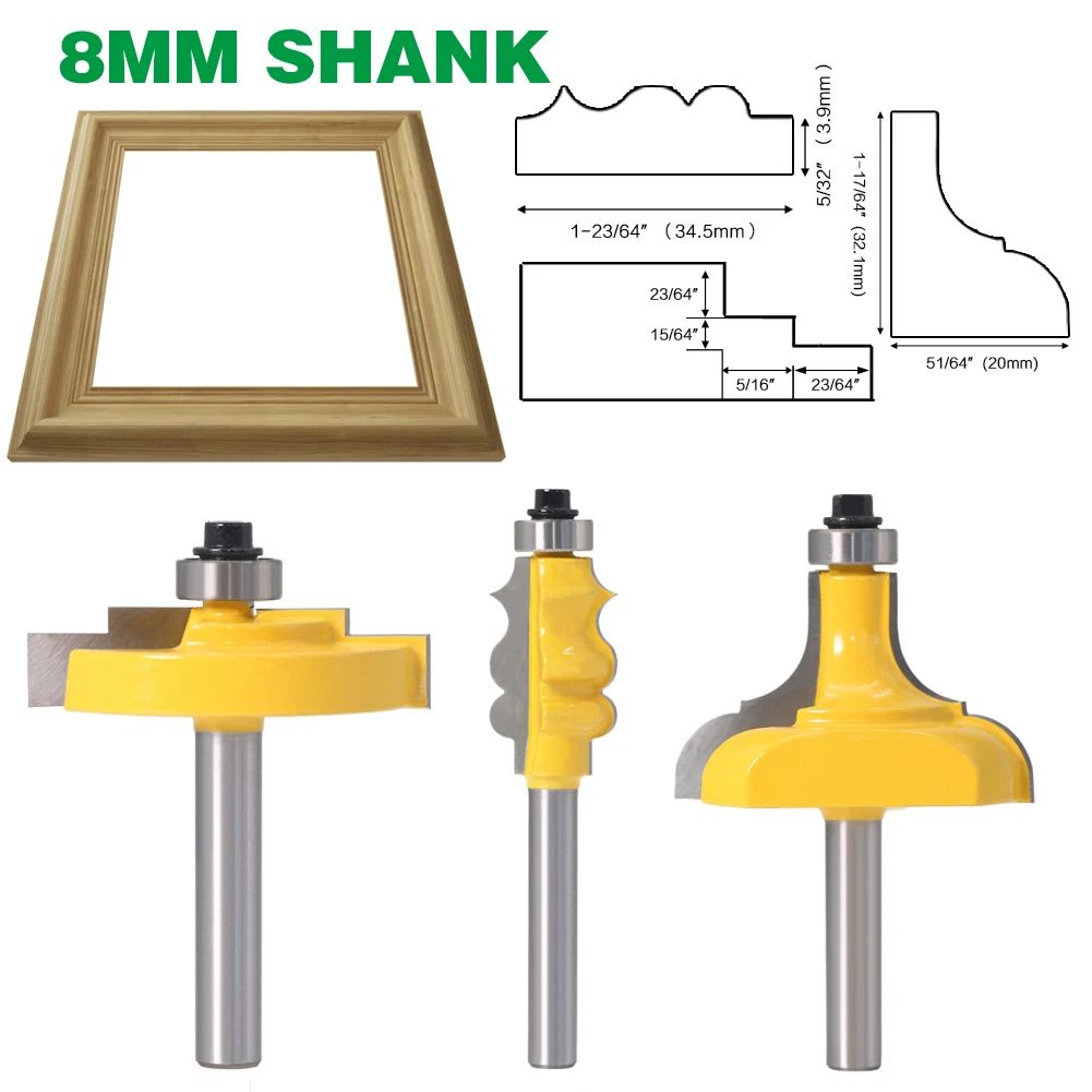 1PC 8MM Shank Milling Cutter Wood Carving Picture Frame Molding Router Bit Large Trimming Wood Milling Cutter For Woodworking
1PC 8MM Shank Milling Cutter Wood Carving Picture Frame Molding Router Bit Large Trimming Wood Milling Cutter For Woodworking