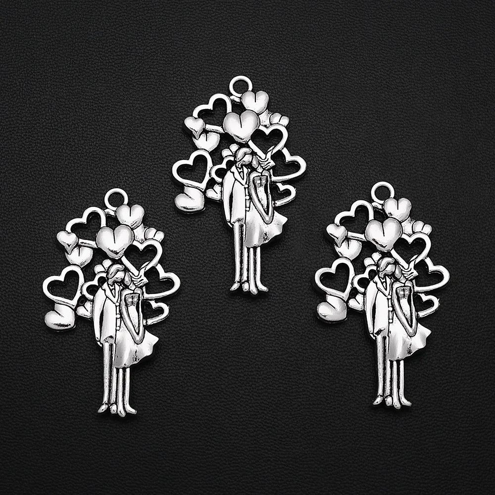 

3pcs/Lot 27x45mm Antique Wedding Lover Charms Valentine's Day Pendant For DIY Keychain Jewelry Making Supplies Accessories