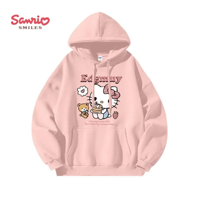 

Kawaii Sanriod Hello Kitty Men's and Women's Hoodies New Autumn and Winter Warm Pullover Hooded Loose Couple All-Match Models