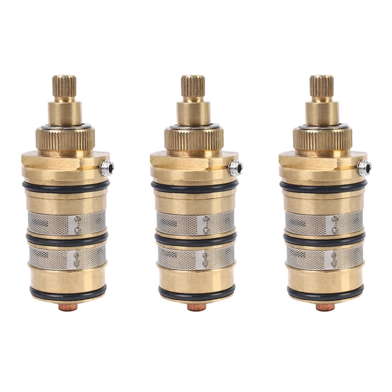 

3X Brass Bath Shower Thermostatic Cartridge&Handle For Mixing Valve Mixer Shower Bar Mixer Tap Shower Mixing Valve