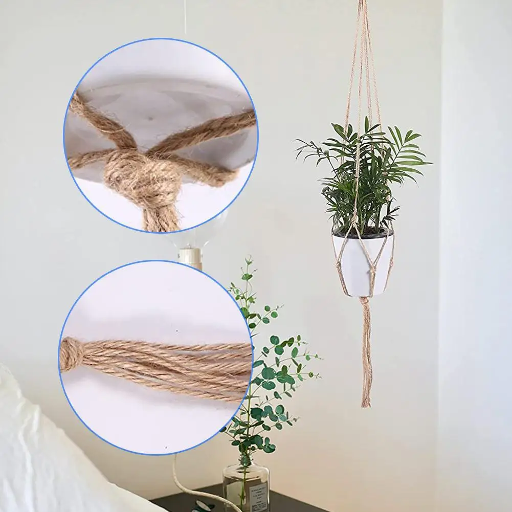 Natural Flax Macrame Plant Hanger - 35" Boho Garden Basket 7 S57db8a4dfa3341398f8ebecc7651c930J