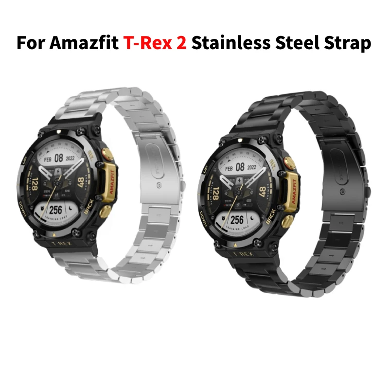 

Сменный металлический браслет из нержавеющей стали для смарт-часов Huami Amazfit T-Rex 2, ремешок для наручных часов, умные аксессуары