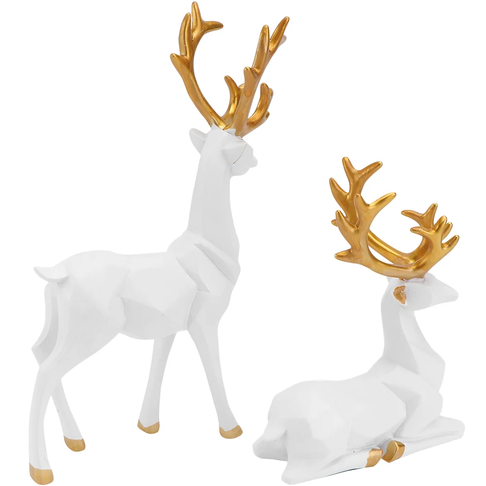 

Gold Table Decor Origami Elk Ornaments Statues Home Animal Decorative Objects White Deer Figurine Christmas Decoration