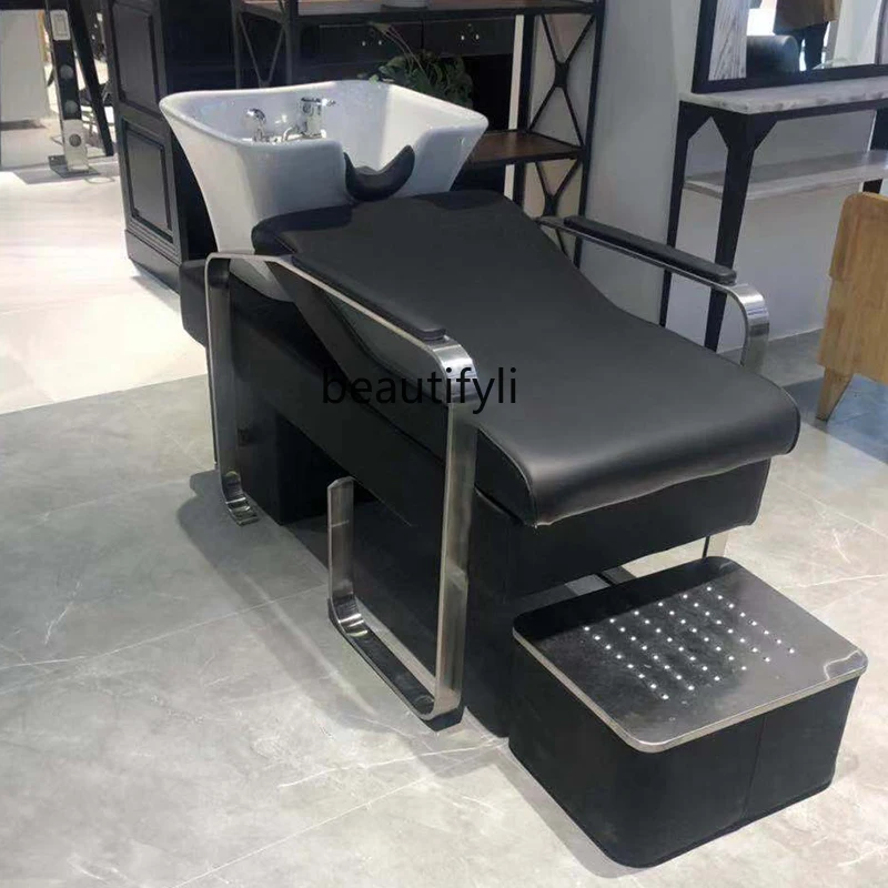 Hair Salon Barber Shop Shampoo Chair Stainless Steel Half Lying Lying Completely Flushing Bed Ceramic Basin
Hair Salon Barber Shop Shampoo Chair Stainless Steel Half Lying Lying Completely Flushing Bed Ceramic Basin