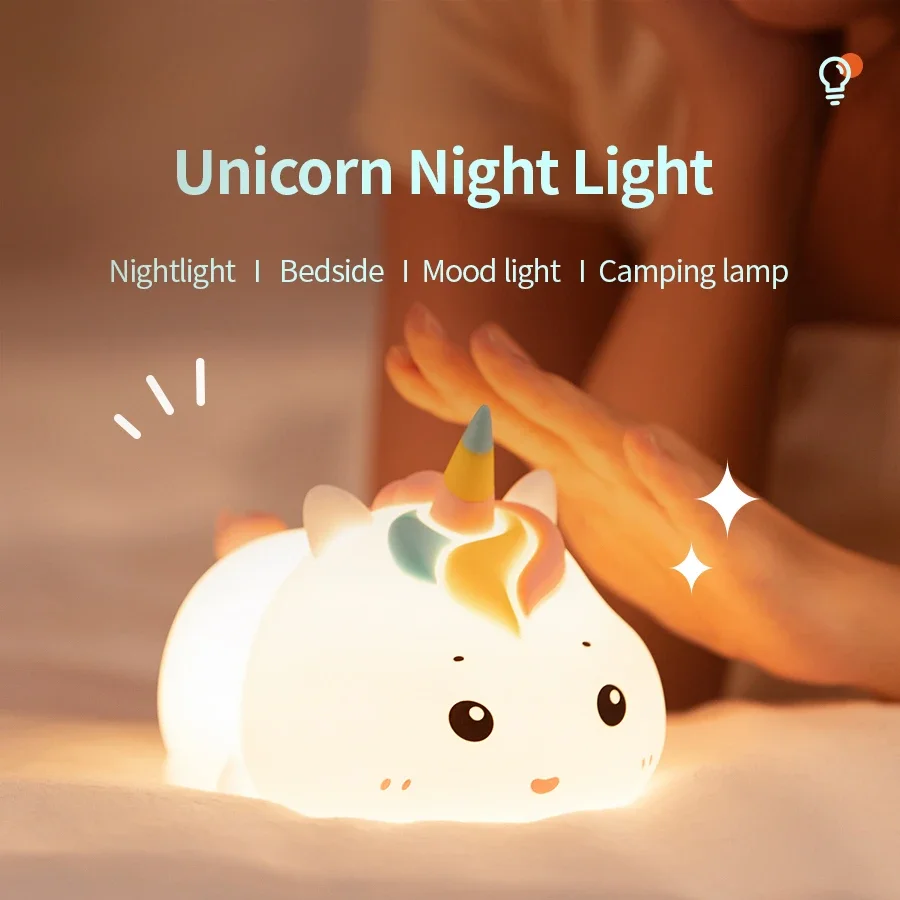 Rechargeable Silicone Patting Lamp Unicorn LED Night Lamp Dimmable Bedside Bedroom Mood Light Creative Gift with Remote Control
Rechargeable Silicone Patting Lamp Unicorn LED Night Lamp Dimmable Bedside Bedroom Mood Light Creative Gift with Remote Control