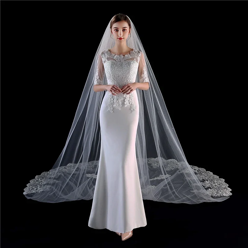 Wholesale 3.5 Meter Ivory Cathedral Bridal Veil Long Lace Applique Wedding viel Weeding accessoire Voile Voile De La Mariée 2023
Wholesale 3.5 Meter Ivory Cathedral Bridal Veil Long Lace Applique Wedding viel Weeding accessoire Voile Voile De La Mariée 2023