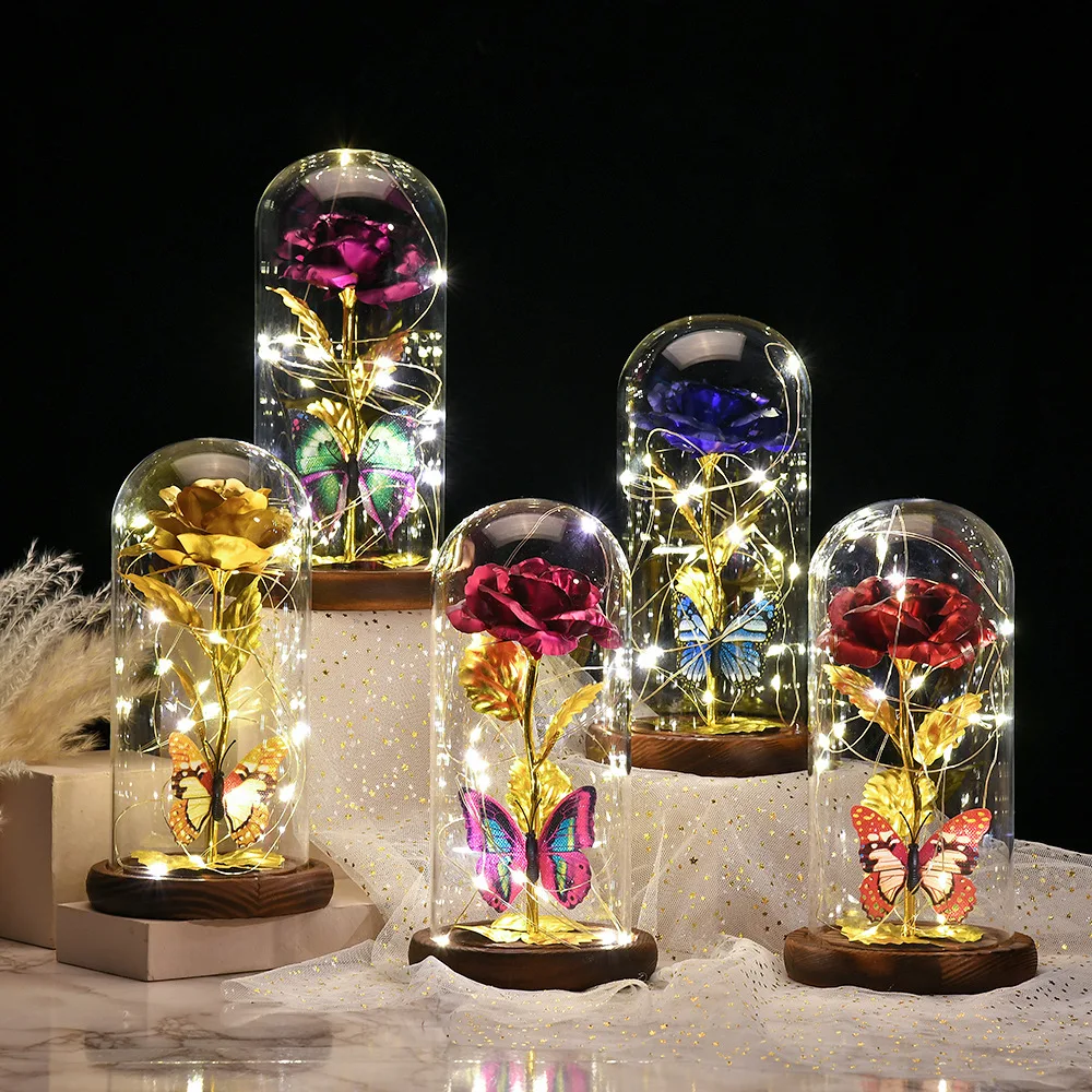 Hot LED Enchanted Galaxy Rose Eternal 24K Gold Foil Flower With Fairy String Lights In Dome For Christmas Valentine's Day Gift
Hot LED Enchanted Galaxy Rose Eternal 24K Gold Foil Flower With Fairy String Lights In Dome For Christmas Valentine's Day Gift