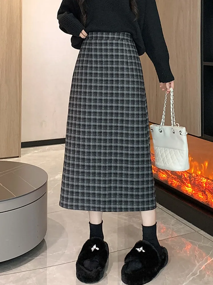 High Waist Casual Skirt Women New Arrival 2023 Autumn Korean Style Vintage Plaid Pattern Woolen Ladies Elegant Long Skirts W1433
High Waist Casual Skirt Women New Arrival 2023 Autumn Korean Style Vintage Plaid Pattern Woolen Ladies Elegant Long Skirts W1433