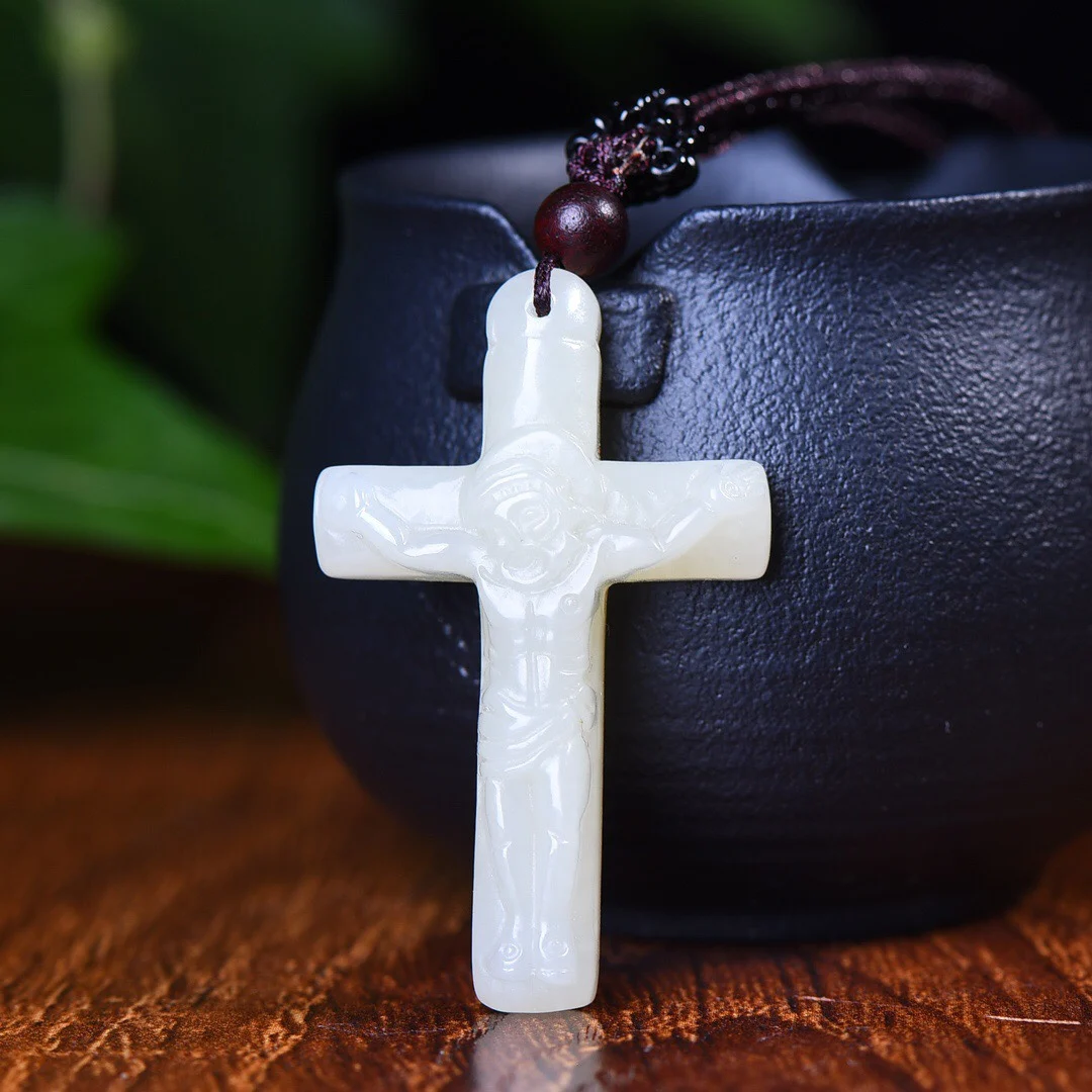 Jesus Statue Cross Pendant Necklace Natural White Jade Cross Jesus Pendant Men's and Women's Jewelry
Jesus Statue Cross Pendant Necklace Natural White Jade Cross Jesus Pendant Men's and Women's Jewelry