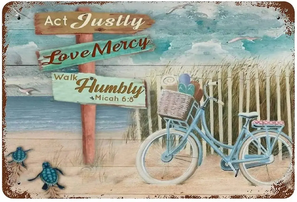 Dreacoss Metal Tin Sign Retro Bicycle and Beach Act Justly Love Mercy Walk Humbly Inspirational Poster Vintage Wall Art Garden
Dreacoss Metal Tin Sign Retro Bicycle and Beach Act Justly Love Mercy Walk Humbly Inspirational Poster Vintage Wall Art Garden
