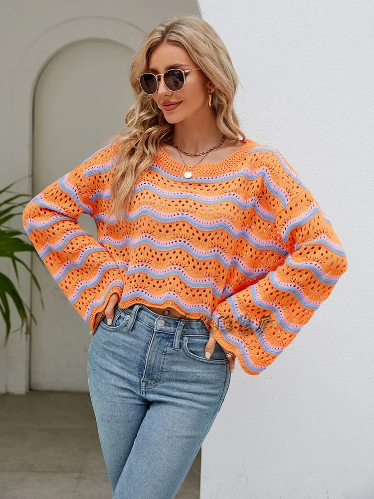 Women Autumn Pullovers 2023 Temperament Fashion Long Sleeve Round Neck New Knitted Stripe Sweater From Europe and America D4177
Women Autumn Pullovers 2023 Temperament Fashion Long Sleeve Round Neck New Knitted Stripe Sweater From Europe and America D4177