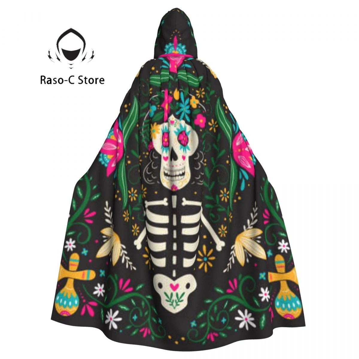 

Adult Cloak Cape Hooded Dia De Los Muertos Day Of The Dead Medieval Costume Witch Wicca Vampire Elf Purim Carnival Party